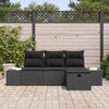 vidaXL Bankstel met kussen 4 pcs poly rattan