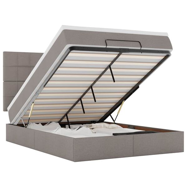 vidaXL Ottoman bed met matras en LED's 140x190cm stof taupe