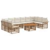 vidaXL Tuinbankenset 11 st Natuurlijk en Cr&egrave;me Wit poly rattan