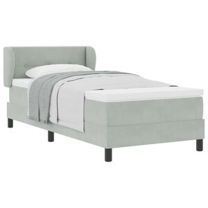 vidaXL Boxspringbed met hoofdeinde Lichtgrijs 90 x 200 cm Fluweel