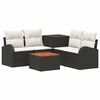 vidaXL Bankstel 6 st Zwart en Cream Wit Poly Rattan en Staal