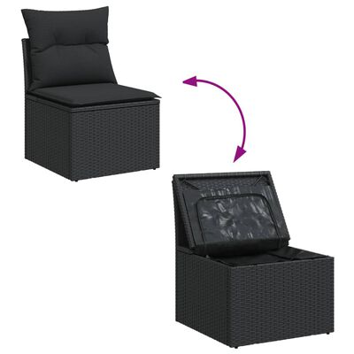 vidaXL 13-delige Loungeset met kussens poly rattan zwart