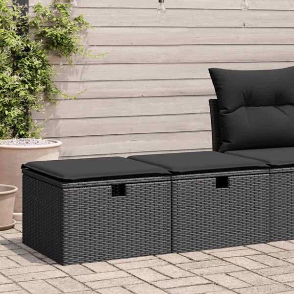 vidaXL 2-delige Loungeset met kussens poly rattan acacia zwart