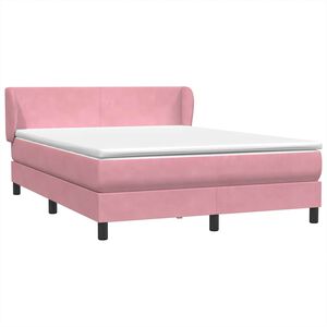 vidaXL Boxspring met matras fluweel roze 160x210 cm