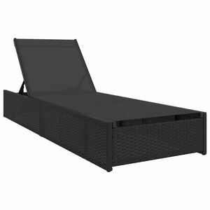 vidaXL Ligstoel met kussen 1-persoon Zwart 60 x 200 x 27cm poly rattan