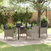 vidaXL Tuin eettafelset met kussen 5 pcs Lichtgrijs poly rattan