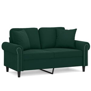 vidaXL Tweezitsbank met sierkussens 120 cm fluweel donkergroen