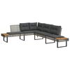 vidaXL 2-delige Loungeset met kussens poly rattan en acaciahout grijs