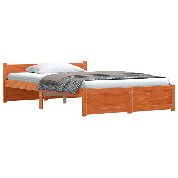 vidaXL Bedframe Wasbruin 205.5 x 95.5 x 51 cm Massief grenenhout