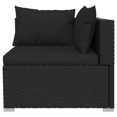 vidaXL 8-delige Loungeset met kussens poly rattan zwart