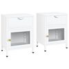 vidaXL Nachtkastjes 2 st 40x30x54,5 cm staal en glas white