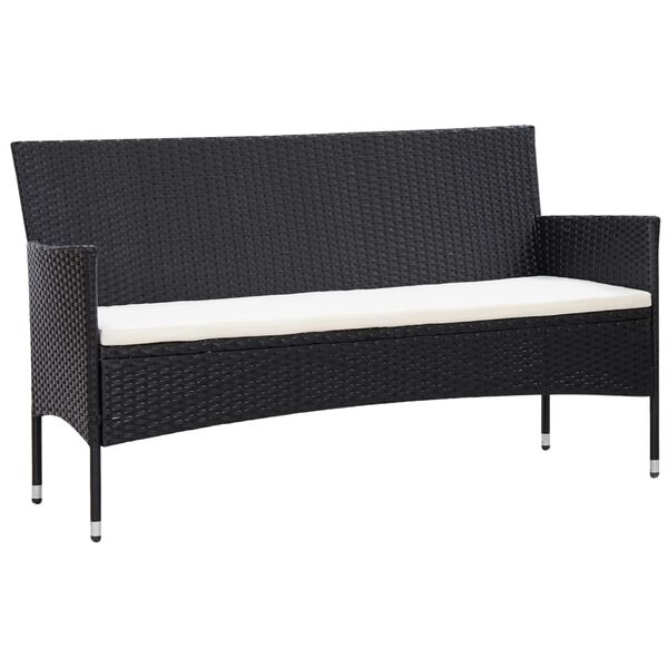 vidaXL 4-delige Loungeset met kussens poly rattan zwart