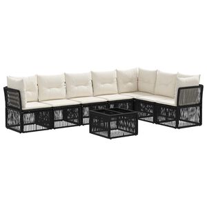 vidaXL Tuinbankenset 8 pcs Zwart poly rattan