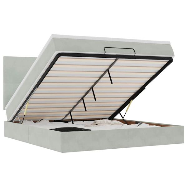 vidaXL Ottoman bed met matrassen 180x200cm fluweel lichtgrijs