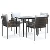vidaXL 5-delige Tuinset met kussens poly rattan en staal