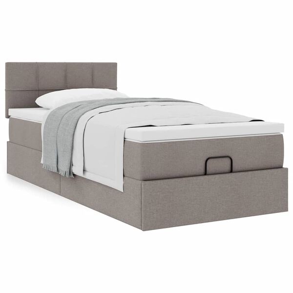vidaXL Bed met matras 100x200 cm stof taupe