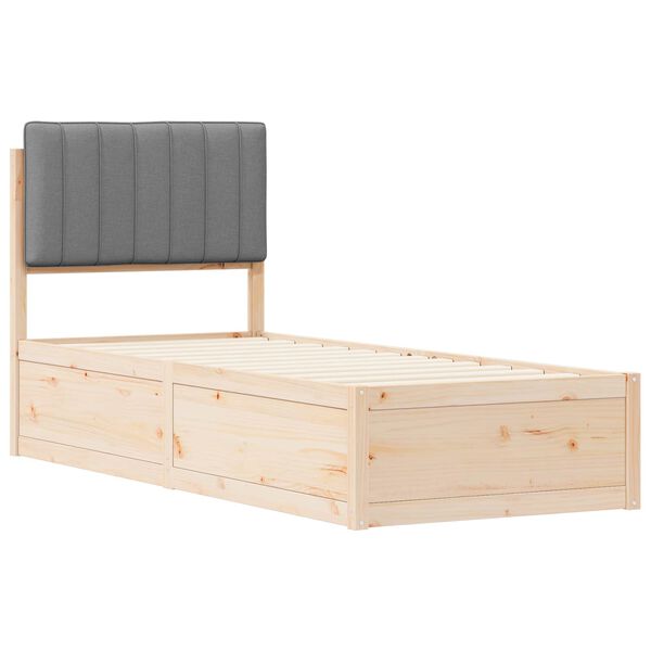vidaXL Bedframe met Gevoerd Hoofdgedeelte Lichtgrijs 75 x 190 cm