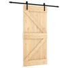 vidaXL Schuifdeur Naturel en Zwart 95 x 210 cm Massief Grenenhout