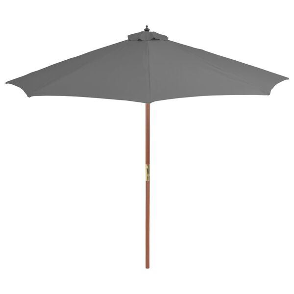 vidaXL Parasol met houten paal 300 cm antraciet