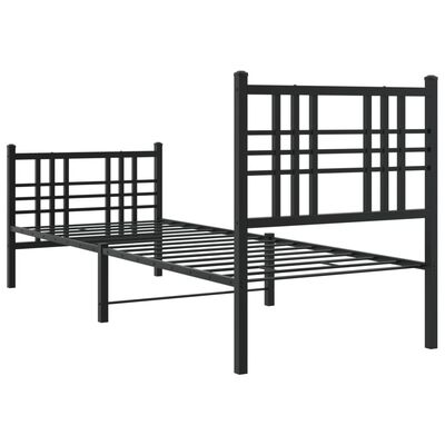 vidaXL Bedframe met hoofd- en voeteneinde metaal zwart 75x190 cm