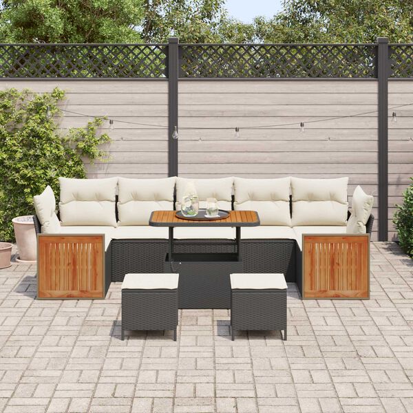vidaXL Tuin Sofa Set 10 pcs Zwart en Crème 90 x 55 x 71 cm poly rattan