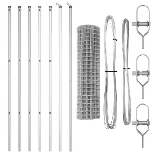 vidaXL Hek met Paal Zilver 1,2 x 10 m Staal en PVC