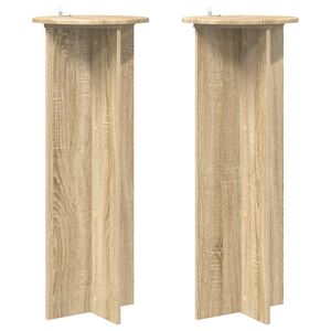 vidaXL Plantenstandaard 2 pcs Sonoma Eiken &Oslash;40 x 100 cm Bewerkt hout