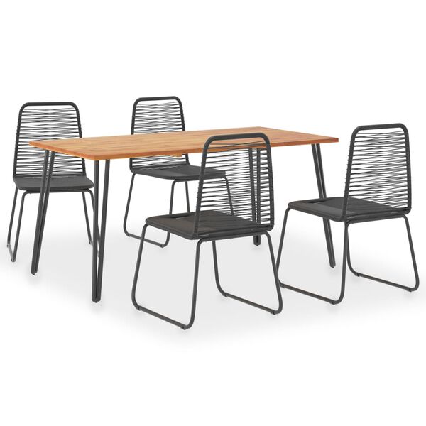 vidaXL 5-delige Tuinset massief acaciahout en poly rattan