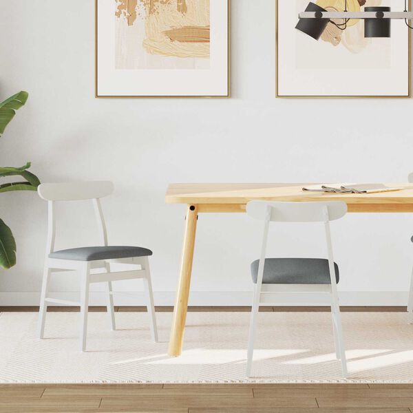 vidaXL Eetkamerstoel 2 pcs Wit en Grijs Massief Rubberhout