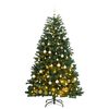 vidaXL Kunstkerstboom met scharnieren 300 LED's en kerstballen 210 cm