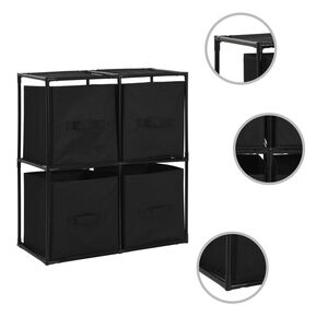 vidaXL Opbergkast met 4 stoffen manden 63x30x71 cm staal zwart