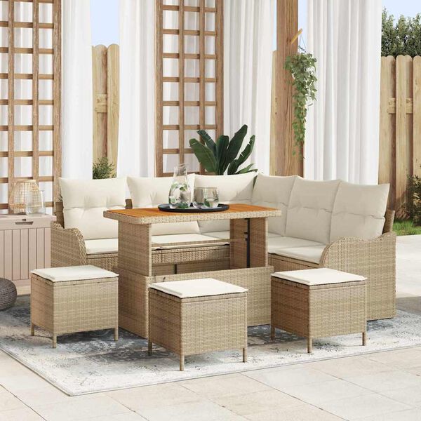 vidaXL Tuin Sofa Set 9 pcs Beige poly rattan
