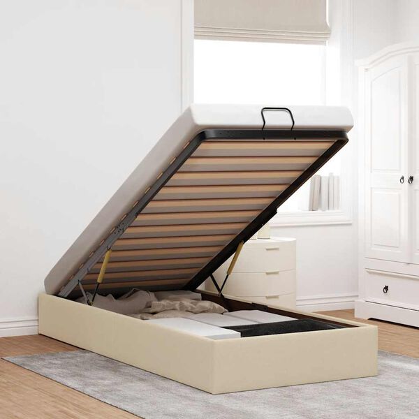 vidaXL Bedframe zonder matras 90x190 cm stof crèmekleurig