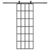 vidaXL Schuifdeur met beslagset 76x205 cm ESG glas zwart