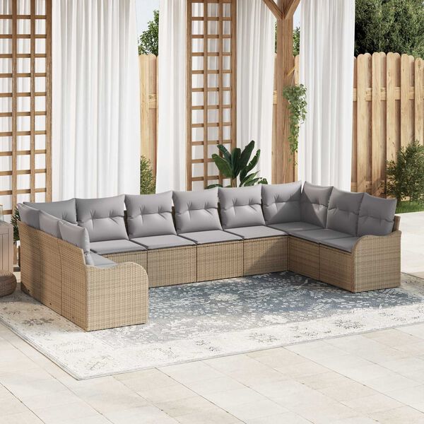 vidaXL Tuin Sofa Set Beige poly rattan
