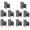 vidaXL 11-delige Tuinset met kussens poly rattan grijs