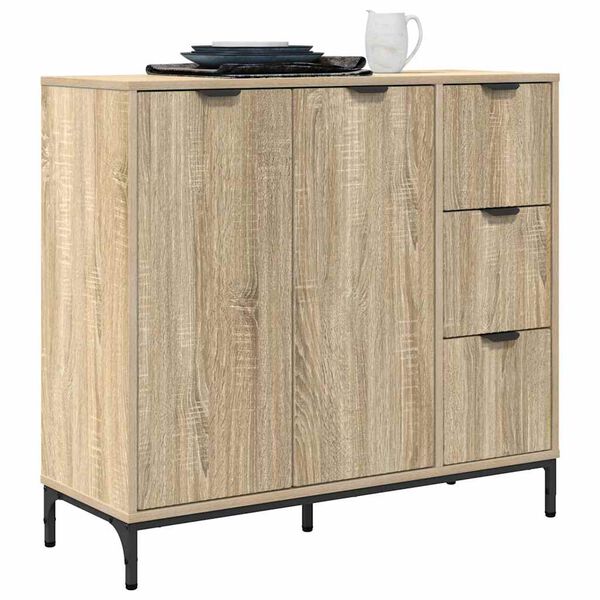 vidaXL Dressoir met lade Sonoma Eiken 89,5 x 33 x 82 cm Bewerkt hout