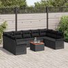 vidaXL Tuinbankenset met kussen 10 pcs Zwart poly rattan