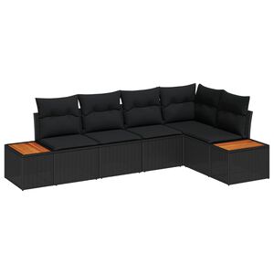 vidaXL Tuin Sofa Set 5 st 5-Aantal zitplaatsen Zwart Poly riet