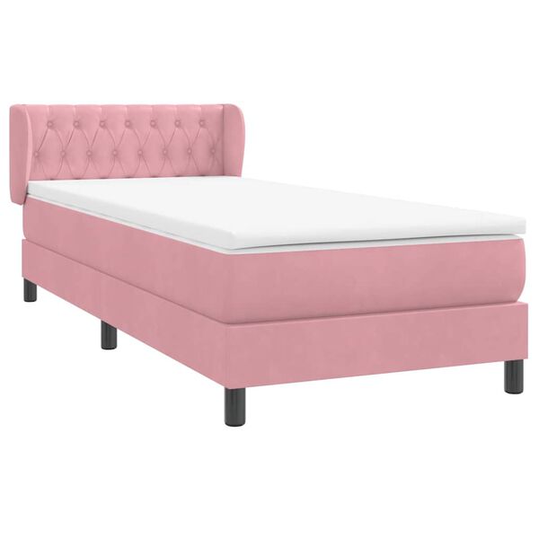 vidaXL Boxspring met matras fluweel roze 80x210 cm