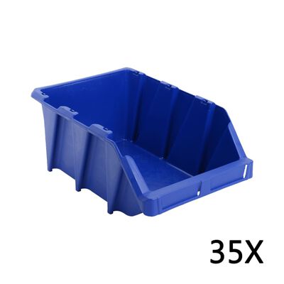 vidaXL Opbergbakken stapelbaar 218x360x156 mm blauw 35 st