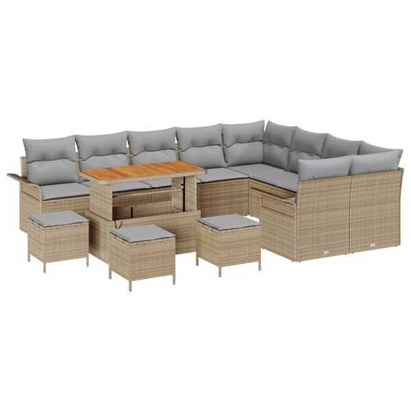 vidaXL Tuin Sofa Set met kussen met opslag 13 pcs Beige en Licht Grijs