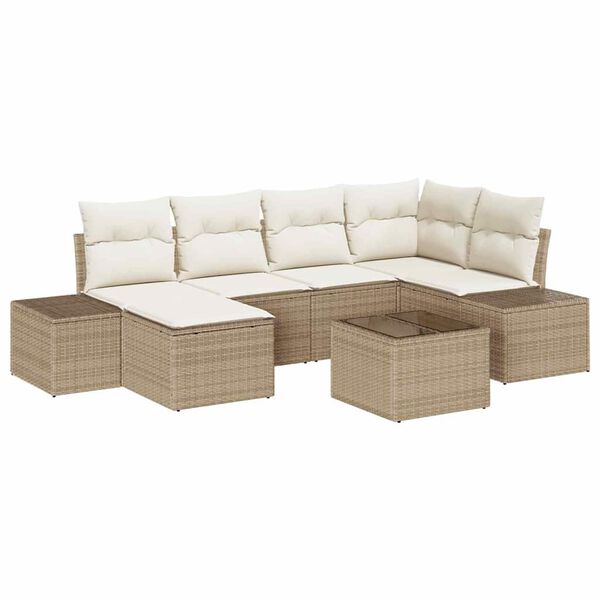 vidaXL Tuin Sofa Set met kussen 6 pcs Beige en Crème poly rattan
