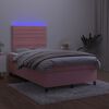 vidaXL Boxspring met matras en LED fluweel roze 120x190 cm