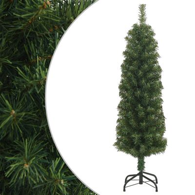 vidaXL Kunstkerstboom met standaard smal 150 cm PVC groen