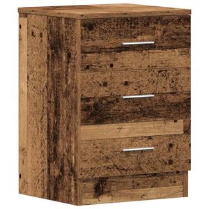 vidaXL Nachtkastje 38x35x55 cm bewerkt hout oud houtkleurig