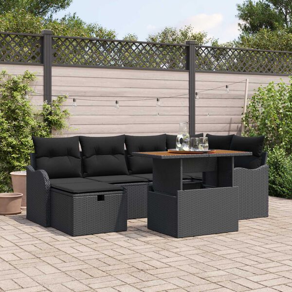 vidaXL Tuin Sofa Set 7 pcs Zwart poly rattan