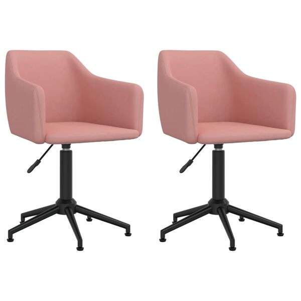 vidaXL Eetkamerstoelen draaibaar 2 st fluweel roze