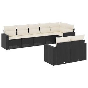 vidaXL 8-delige Loungeset met kussens poly rattan zwart
