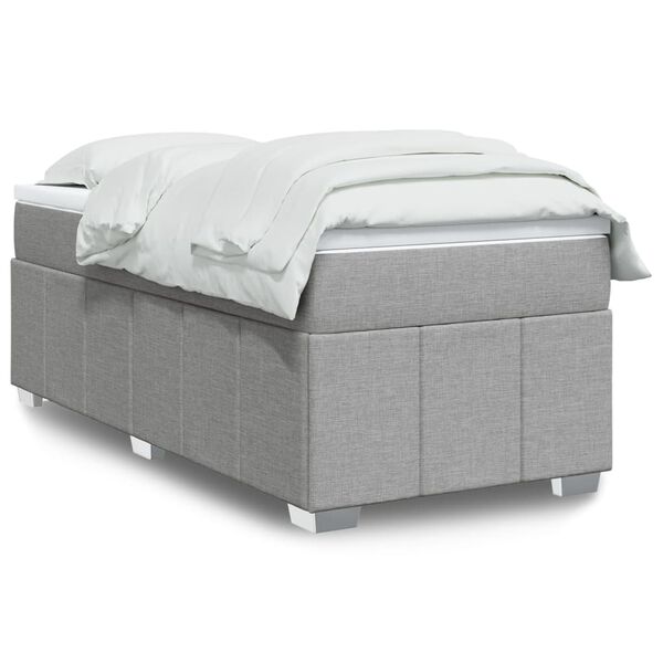 vidaXL Boxspring met matras stof lichtgrijs 90x190 cm
